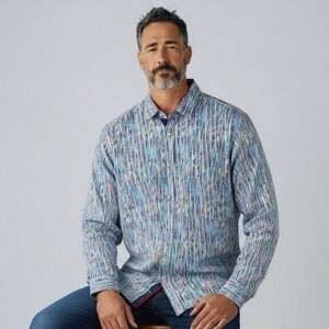 Eight X Premium Mens Slim Fit Abstract Stripe Long Sleeve Button Down Shirt XL